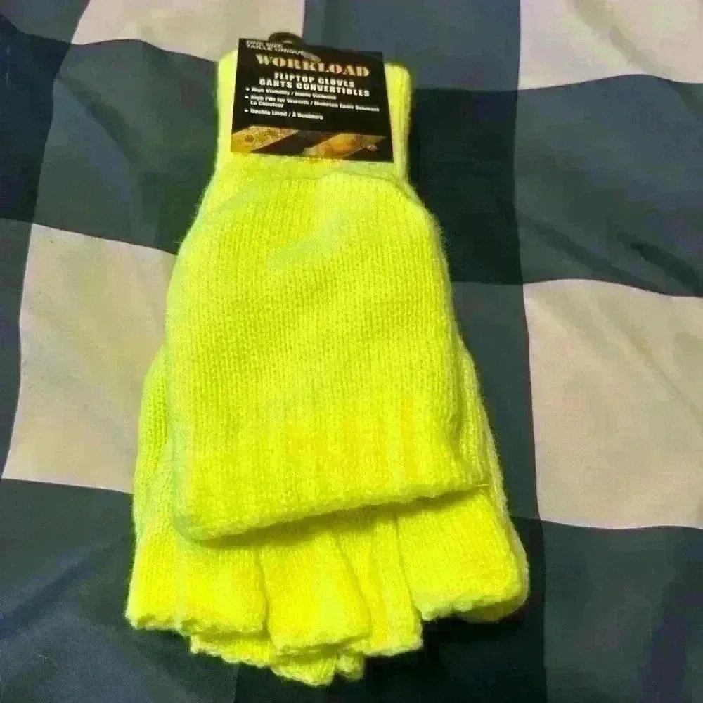 Workload neon  yellow flip finger warm glove